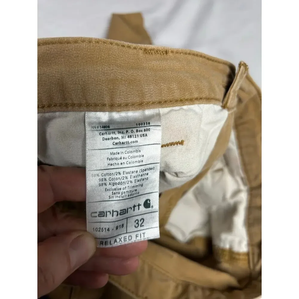 Carhartt Shorts Men Size 32 Brown khaki Rugged Flex Rigby 102514 Relaxed Fit